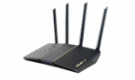 Asus Wireless Router RT-AX57, AX3000 2402 Mbps+ 574 Mbps, Dual-Band-2.4, 5Ghz, WI-FI 6, 4 x antene externe, Procesor: 1.7GHz quad-core, Memorie: 256 Mb RAM, 128Mb Flash, interfata: 1 x WAN, 4 x 10/100/1000, Dimensiuni: 230 x 134 x 56 mm, Greutate: 374g.