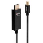 Cablu Lindy LY-40922, Mini DisplayPort to HDMI Cable, 2m, negru - Image 2