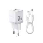 Incarcator retea Baseus Palm, Quick Charge 20W, 1 x USB Type-C, 1 x USB, alb