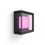 Aplica LED RGB pentru exterior Philips Hue Econic, 15W (79W), 1150 lm ,lumina alba si color (2000-6500K), IP44, 260x260x115mm, Negru