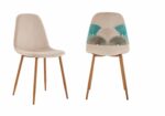 Set 2 scaune dining cu model brodat Bej - Image 3