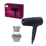 Uscator de par Philips BHD510/00, 2300W, tehnologie ThermoShield, ingrijire cu ioni, 2 setari de viteza, 3 setari de temperatura, difuzor, cap de coafare 11 mm, Albastru inchis metalizat