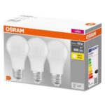 3 Becuri LED Osram Base Classic A, E27, 8.5W (60W), 806 lm, luminacalda(2700K) - Image 2