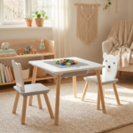 Set masuta si 2 scaune, cu spatiu de activitati, Bear, U-Grow - Image 9