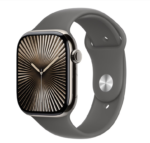 Apple Watch Series 10 GPS + Cellular 46mm Natural Titanium Case with Stone Grey Sport Band - M/L - Image 2