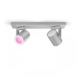 Spot LED RGB Dublu Philips Hue Argenta, Bluetooth, 2xGU10, 2x5.7W ,2x350lm, lumina alba si color (2000-6500K), IP20, Metal, Argintiu