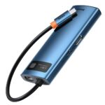 DOCKING Station Baseus Metal Gleam, conectare PC USB Type-C, USB 3.0 x 3, USB Type C x 1 PD 100W 5V / 9V / 14.5V / 20V 5A (Max.), Gigabit RJ-45 x 1, HDMI x 1/4K/30Hz, albastru - Image 5