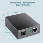 "10/100 Mbps RJ45 to 100 Mbps Single-mode SC WDM Bi-Directional Fiber Converter PORT: 1× 100Mbps SC Port, 1× 10/100M RJ45 Port (Auto MDI/MDIX) SPEC: Full-duplex, Tx:1310 nm, Rx:1550 nm, Up to 20 km, Chassis TL-FC1420 Rack-mountable" - Image 2