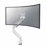 Brat monitor pentru ecrane curbate Neomounts DS70PLUS-450WH1; pentru display-uri cu diagonale 17"-49", sistem de prindere VESA 75x75~100x100, greutate maxima suportata 18kg, full motion, tilt +45°, swivel 90°, rotate 180°, distanta fata de perete 108-568mm; gas spring; culoare alb. Garantie 5 ani