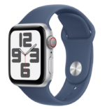 Apple Watch SE GPS + Cellular 44mm Silver Aluminium Case with Denim Sport Band - M/L - Image 2