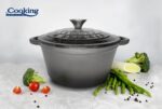 CRATITA FONTA EMAILATA  + CAPAC 22 X 9.5 CM, 2.9 L, MARBLE GREY, COOKING BY HEINNER - Image 5