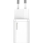 INCARCATOR retea Baseus Super Si, Quick Charge 20W, 1 x USB Type-C 5V/3A, alb