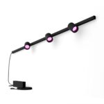 Spot LED RGB Philips Hue Perifo, kit de baza, 3 spoturi, Bluetooth ,control vocal, 24V, lumina alba si color (2000-6500K), IP20, 150.4cm,Negru