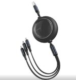 CABLU alimentare si date Baseus Bright Mirror 2 One-for-three Retractable, pt. smartphone, USB la Micro-USB + Lightning Iphone + USB Type-C 3.5A, 1.1m, negru - Image 3
