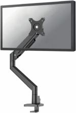 Brat pentru monitor Neomounts, tip full motion, pentru display-uri cu diagonale 17"-35", sistem de prindere VESA 75x75~100x100mm, greutate maxima suportata 9kg pentru ecranele plate si 8kg pentru ecranele curbate, tilt  +45°, -45°, swivel  +45°, -45°, rotate +180°, -180°, reglabil pe inaltime