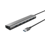 Hub Trust Halyx , 7 porturi USB 3.2 Gen 1, material aluminiu, input USB- C, output USB-A 7, gri - Image 3