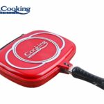 TIGAIE DUBLA DREPTUNGHIULARA TIP GRILL, ALUMINIU, 32x24x7.5 CM, RED LINE, COOKING BY HEINNER