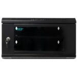 CABINET 19″ SPACER 6U 500x400mm, fixare pe perete, Flatpack (dezasamblat), Black, usa sticla cu blocare, panouri detasabile, otel 1mm, sarcina maxima 25Kg - Image 2