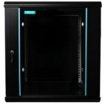 CABINET 19″ SPACER 12U 600x600mm, fixare pe perete, Flatpack (dezasamblat), Black, usa sticla cu blocare, panouri detasabile, otel 1.5mm, sarcina maxima 60Kg - Image 2