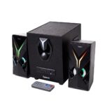 Boxe Spacer Gaming 2.1, 14W RMS ( 2x3W + 8W), bluetooth, telecomanda wireless, control volum, subwoofer lemn MDF, 220V alimentare, USB/SD/AUX/radio FM, negru - Image 2