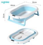 Cadita cu pernuta pentru bebelusi, termometru digital incorporat, pliabila, dop se scurgere, picioare anti-alunecare , blue, U-Grow - Image 2