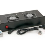 Panou ventilatie Triton pentru rack de podea 19, 2 ventilatoare 230V/60W cu termostat, flux axial,negru
